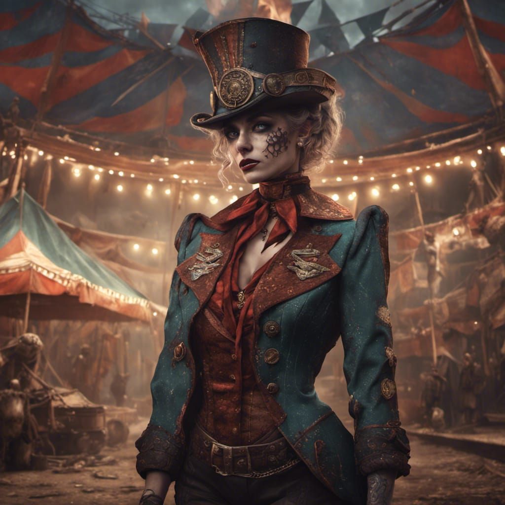 Post-Apocalyptic Circus Ringmistress in Detailed Matte Paint...