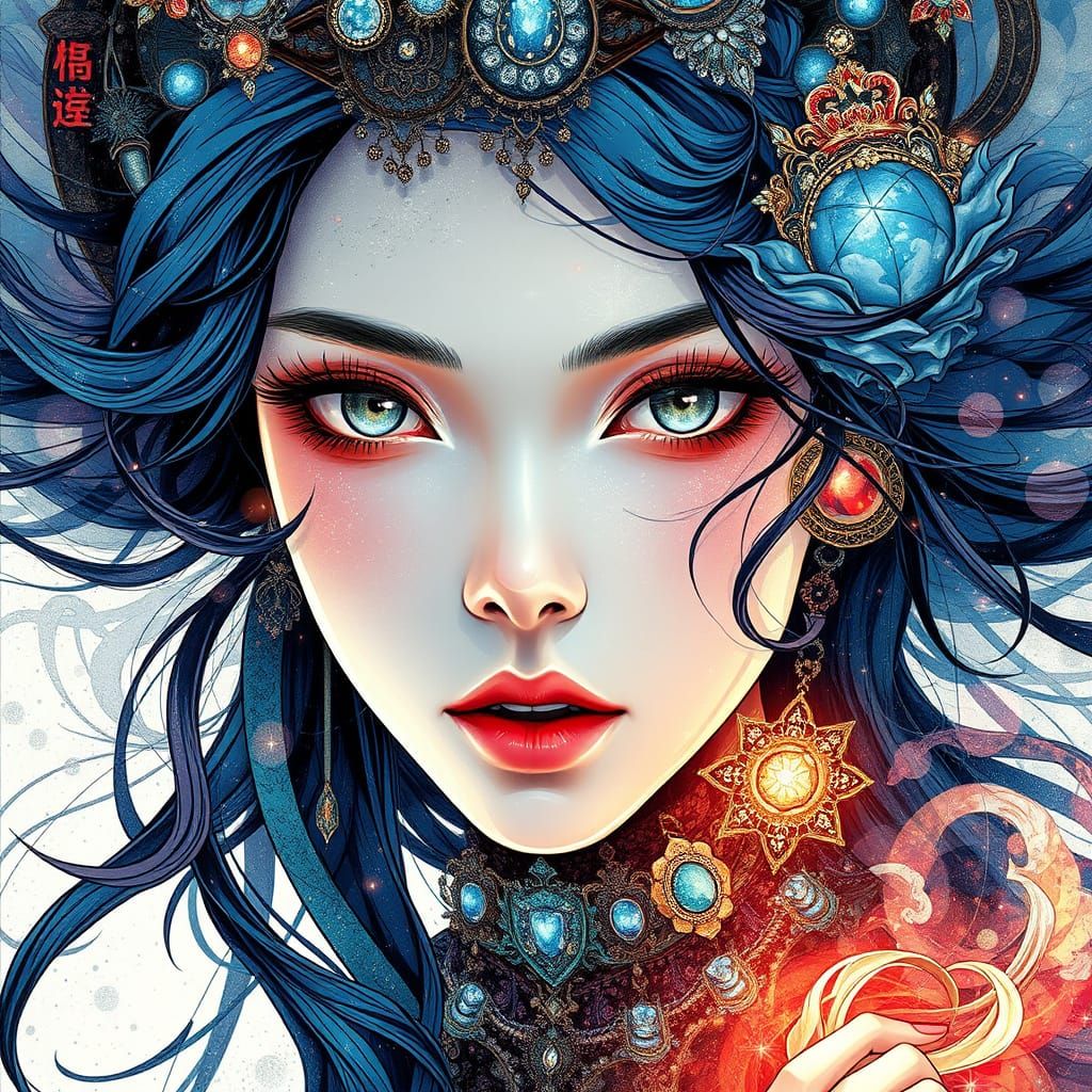 Anime Goddess of Wind and Water in Futuristic Fantasy Art