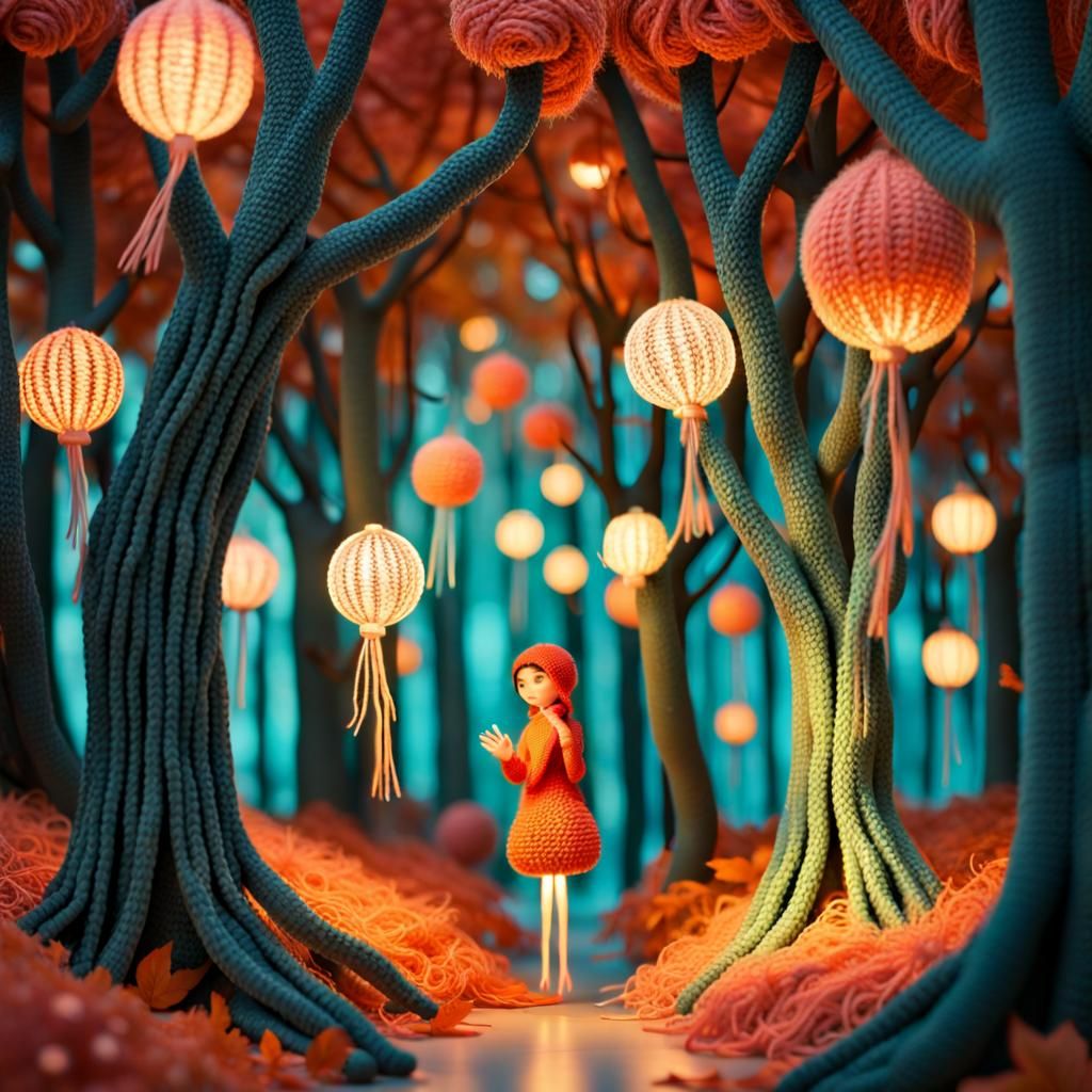 Magic Candy Forest in 3D Crochet Style