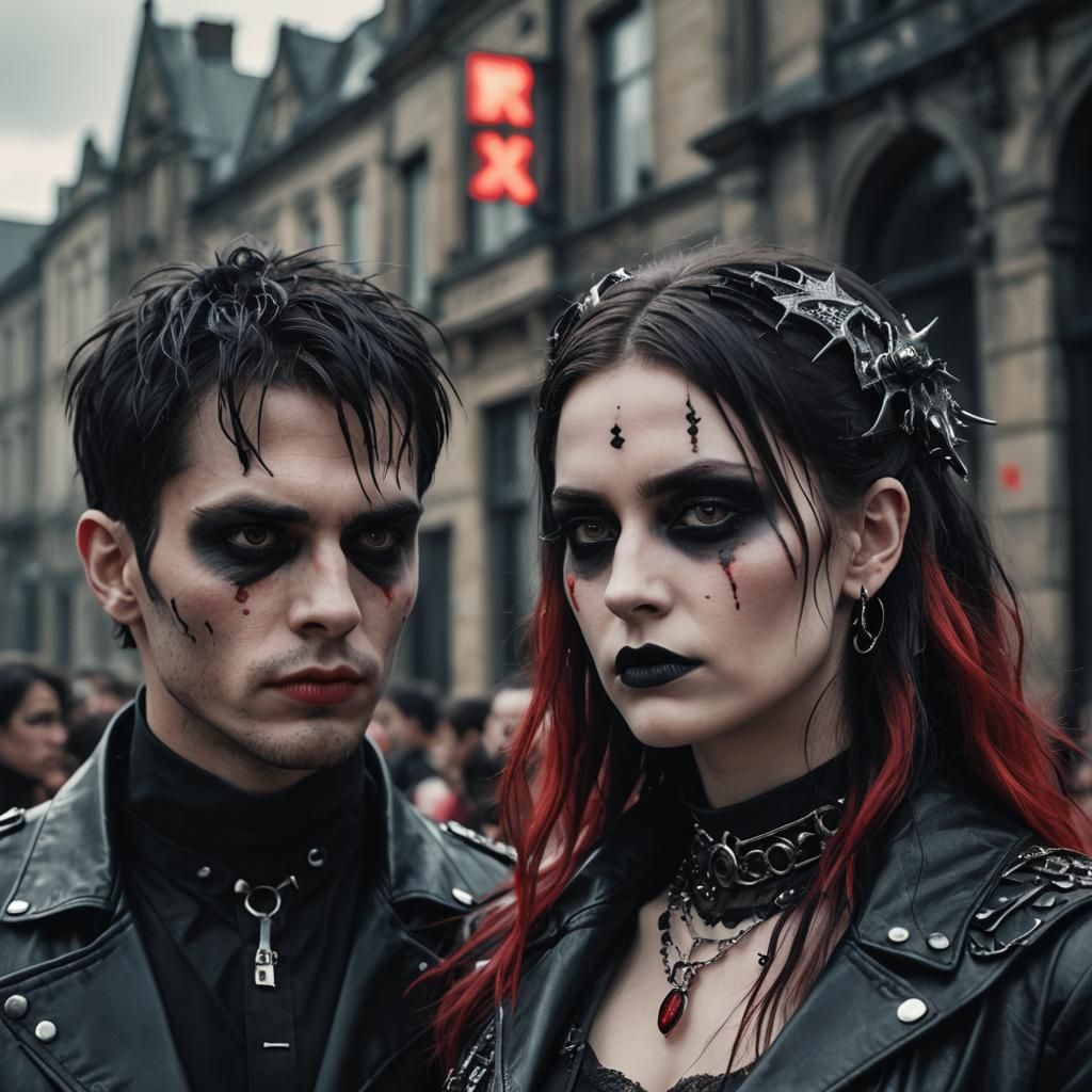 Goth Couple in Love, Cinematic Film Still