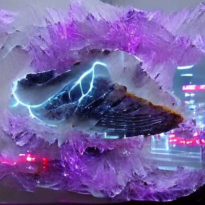 Cyberpunk Amethyst Geode Storm Cloud with Lightning