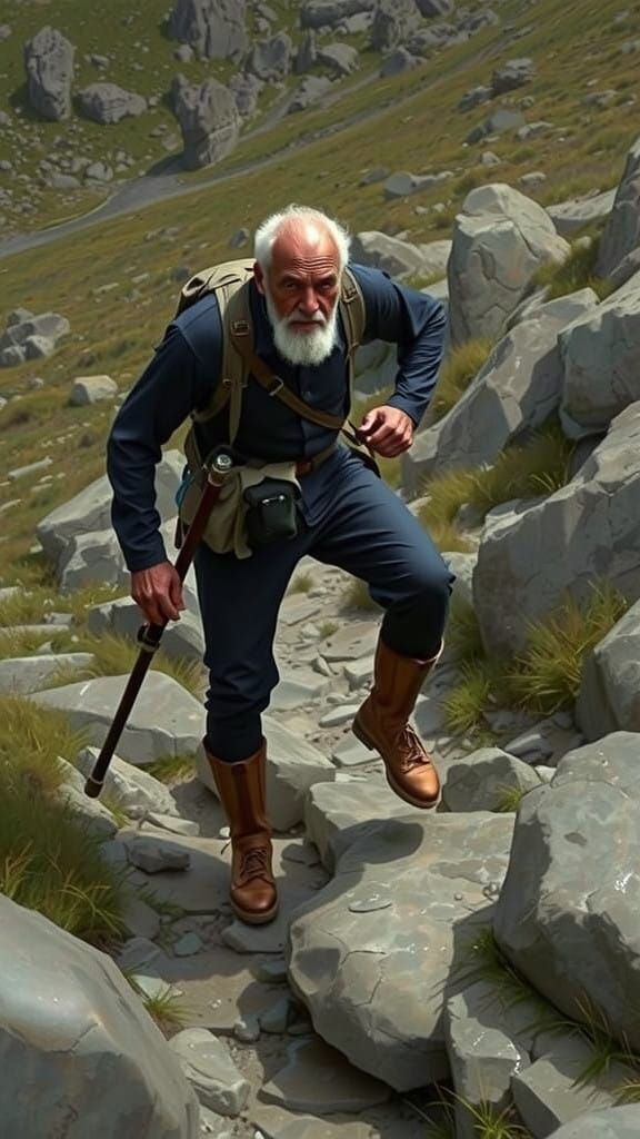 Weathered Elder Conquers Rocky Mountain Terrain