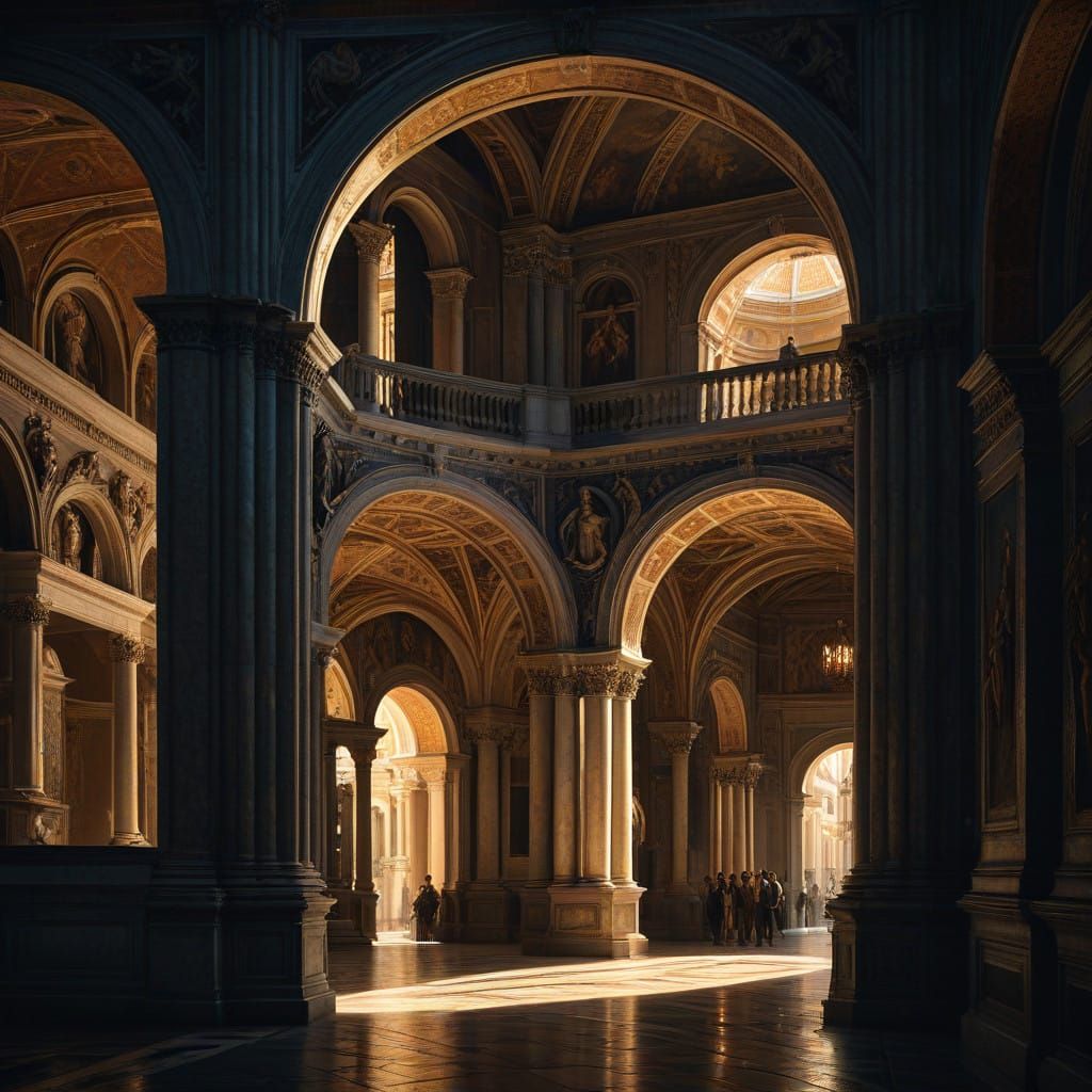 Venetian Baroque Architecture in Resplendent Golden Light