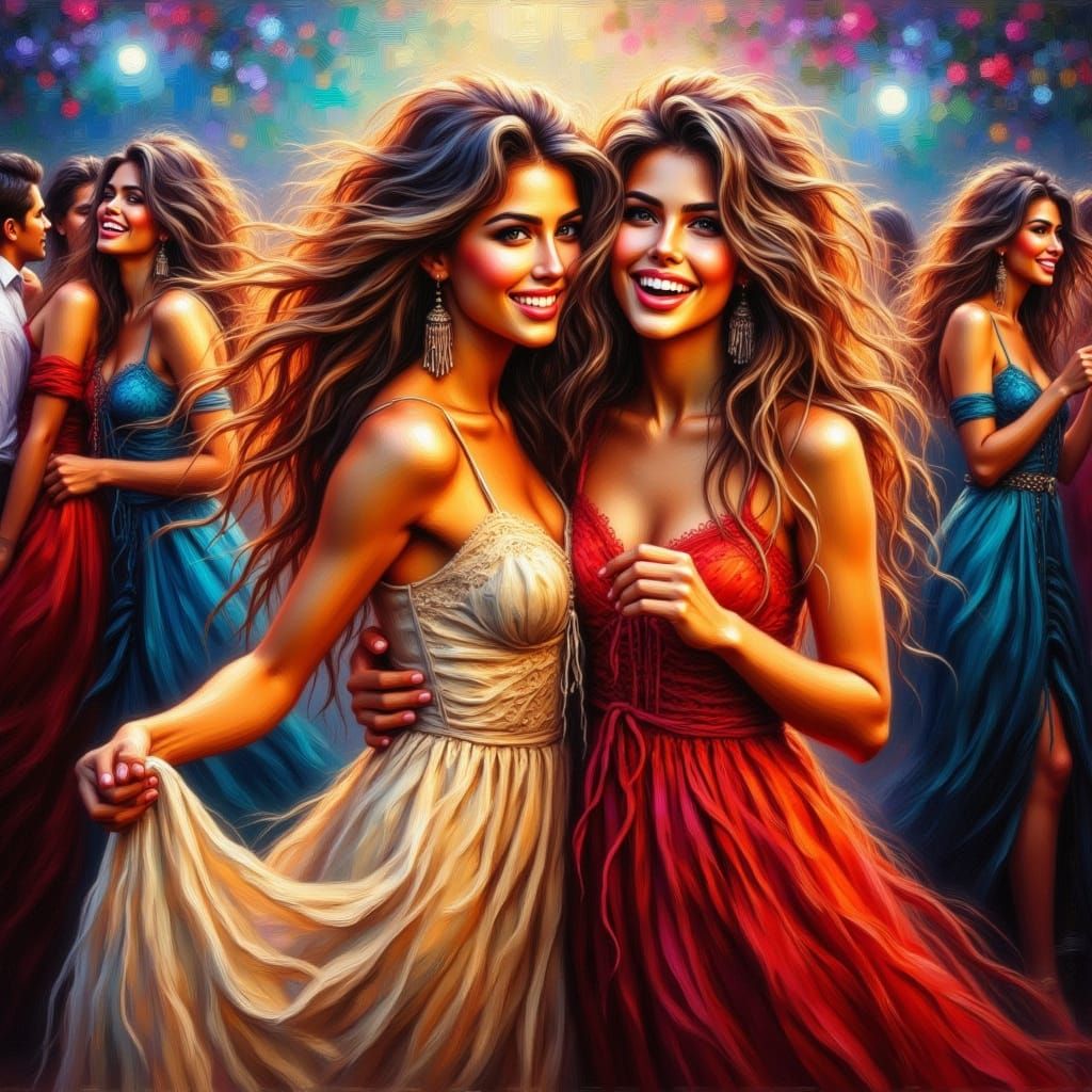 <lora:Beautiful women:1.0> Girls only on the dance floor.