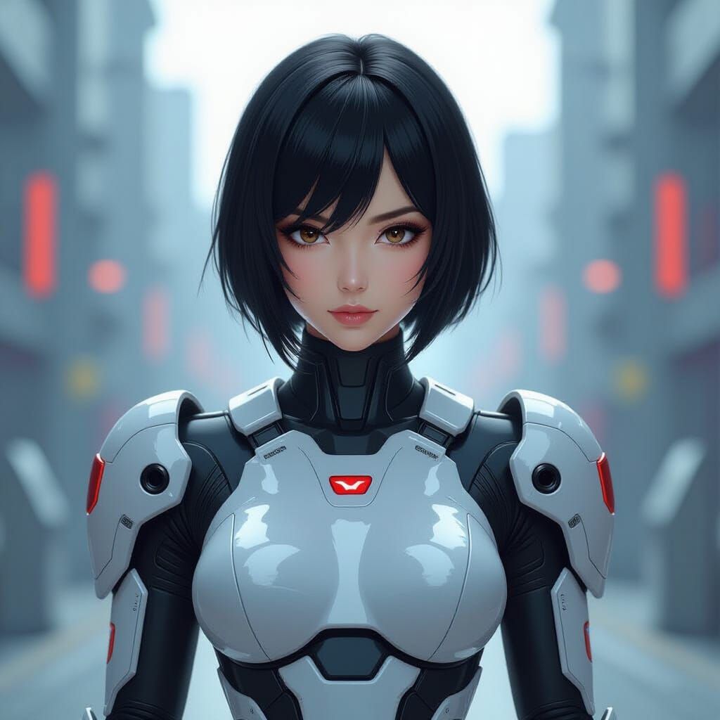 Anime Chinese Warrior in High-Tech Armor