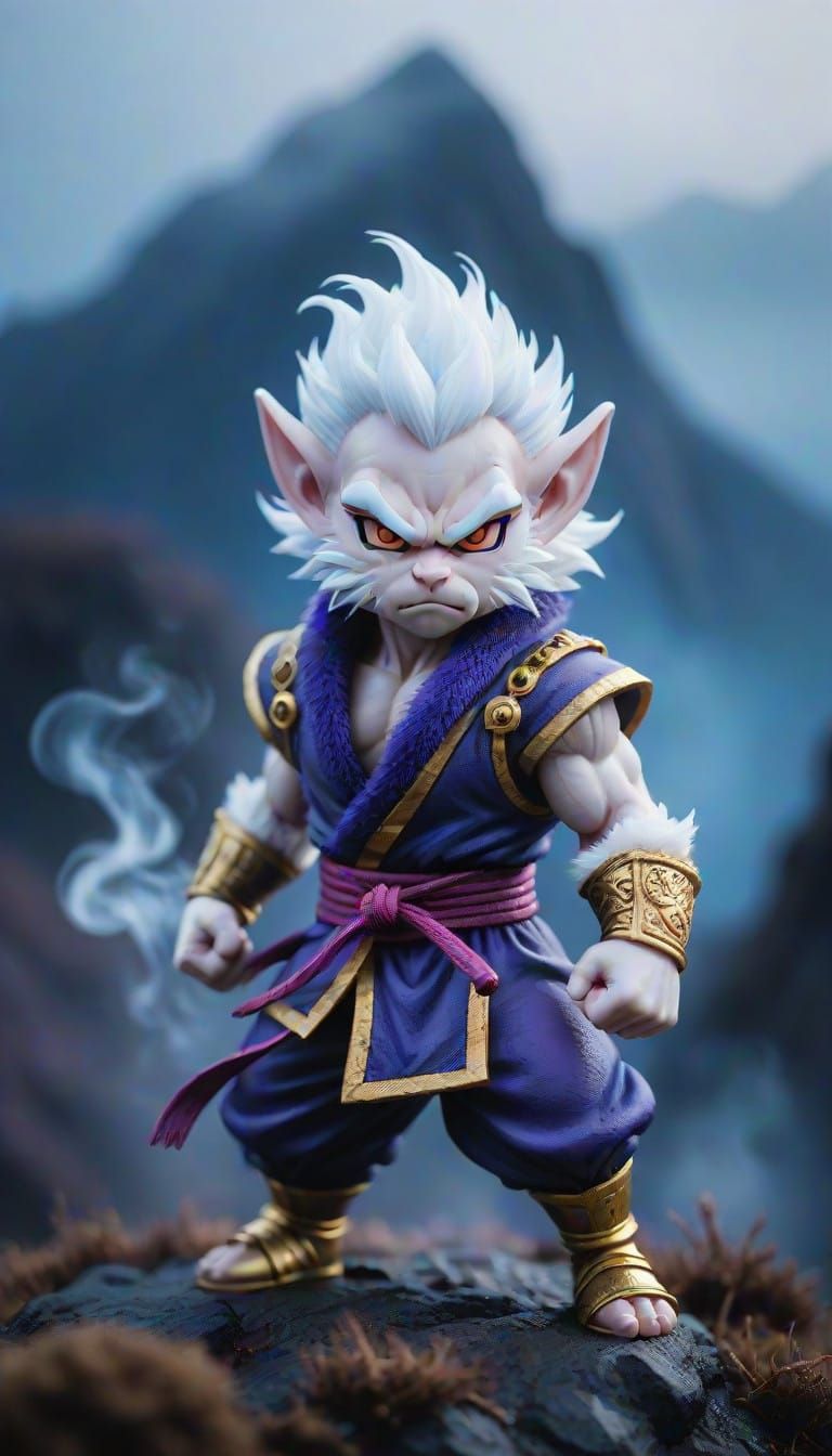 Mysterious Miniature Warrior in Winter Battle Stance