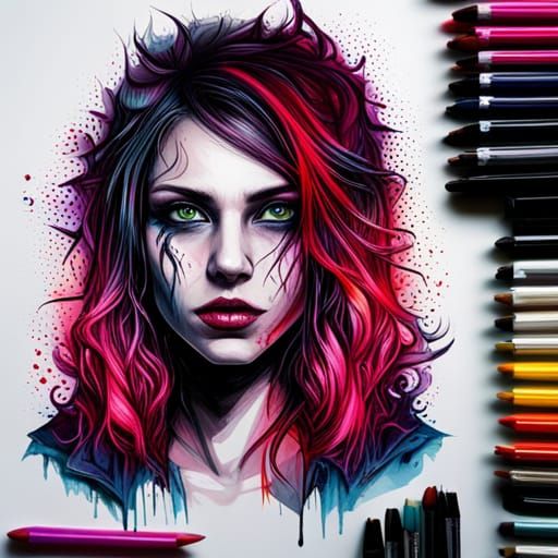 Goth Girl Graffiti Art Inspired by Garance Marillier