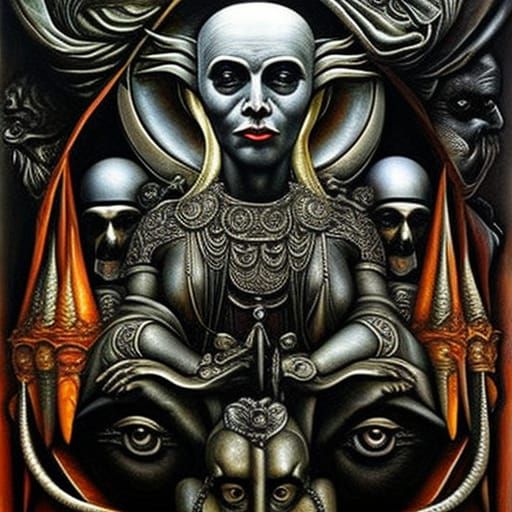 Frightening Death Portrait in Gothic Horror Style