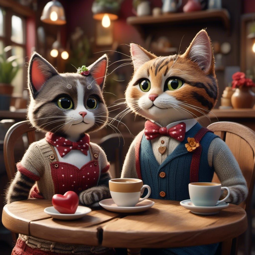 Miss Kitty on a date with Mr Cat