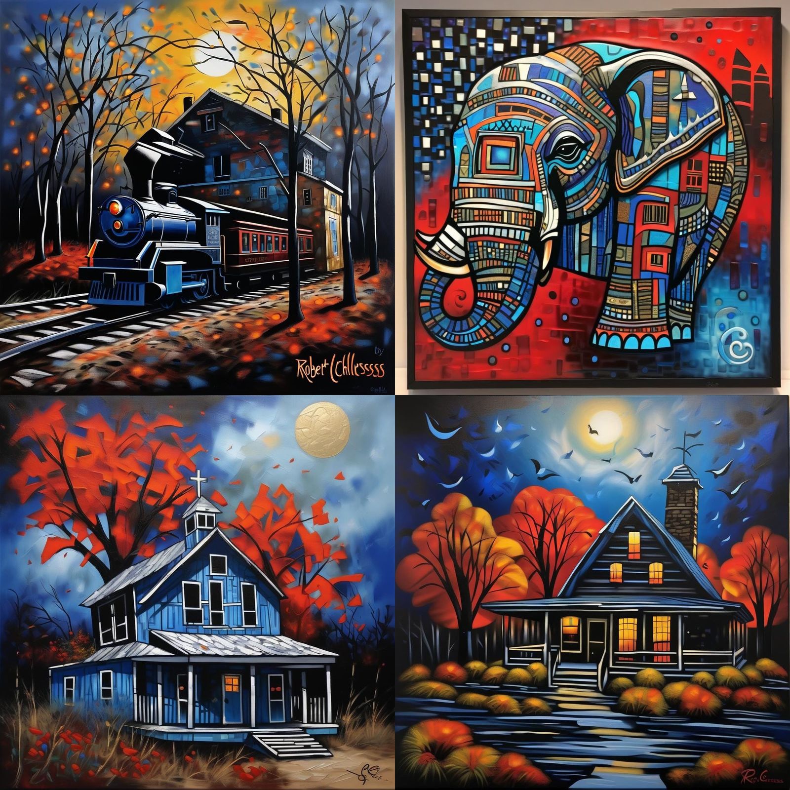 Dynamic Abstract Painting in Expressionist Style