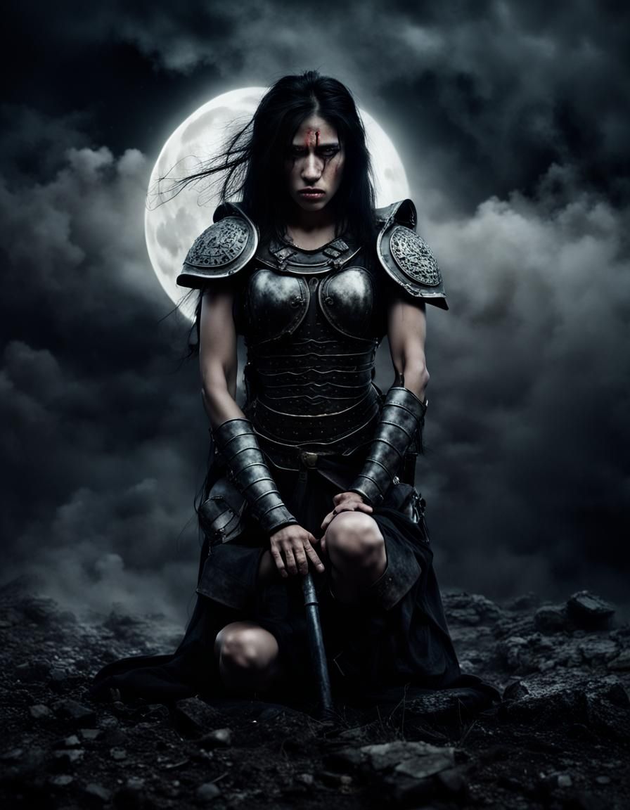 Moonlit Warrior's Grief in a Shattered Land