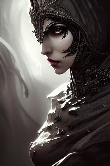 Hauntingly Beautiful Woman in Dark Academia Style