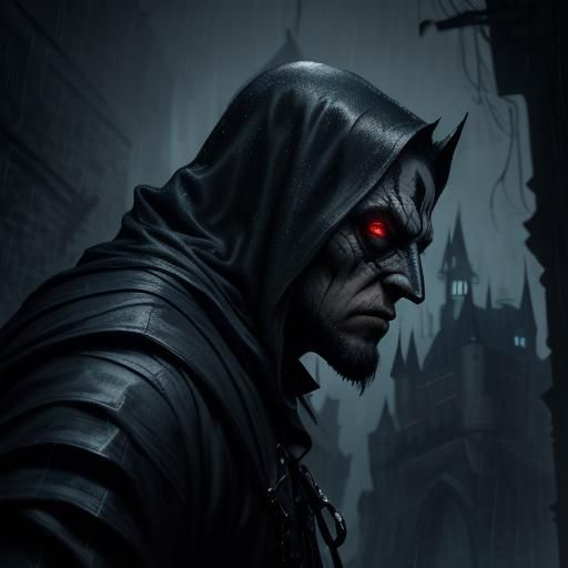 Mysterious Figure in Rainy Alley: Digital Art