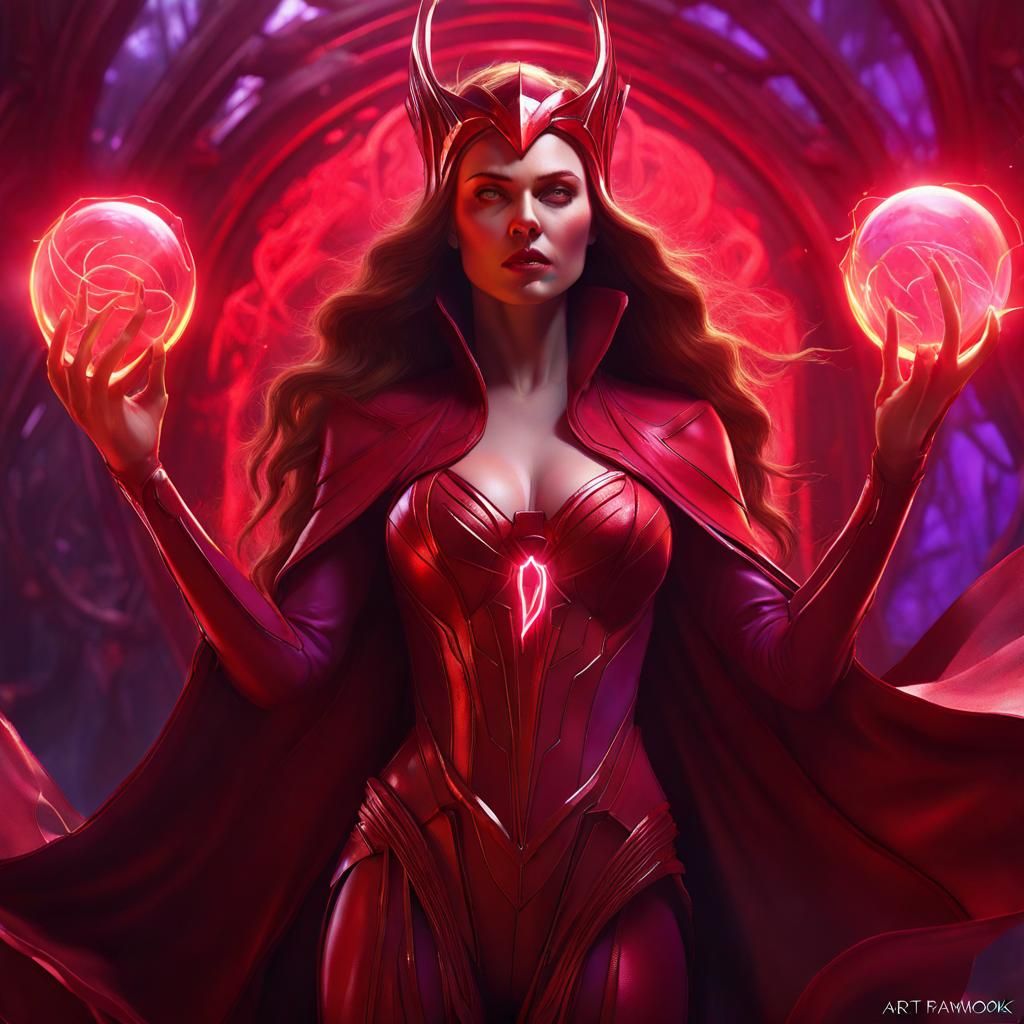 Scarlet Mystic Queen: A Dark Fantasy Portrait