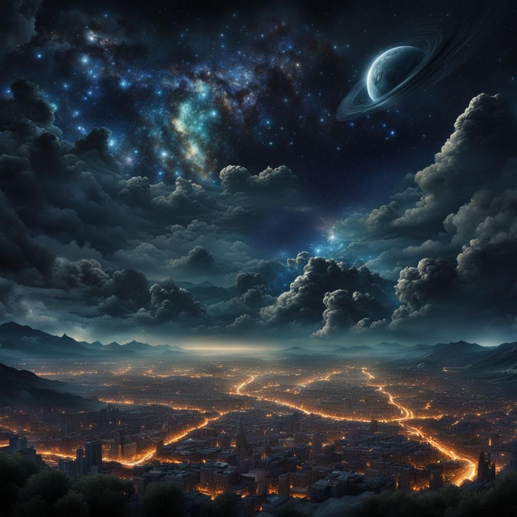 Epic Starry Night Sky Digital Matte Painting