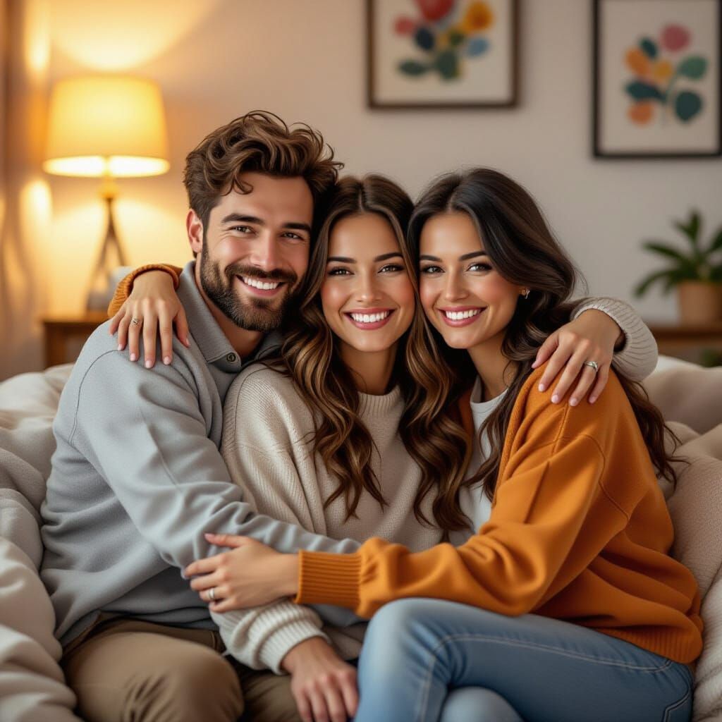 Figures Embracing with Expressive Brushstrokes and Vibrant C...