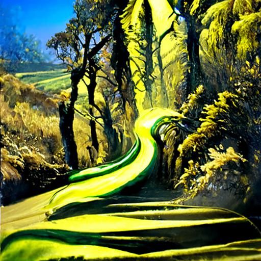 Golden Road: An Oil Painting Fantasy