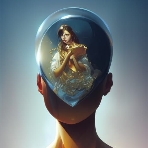 Hourglass Portrait in Hyperdetailed Art Nouveau Style