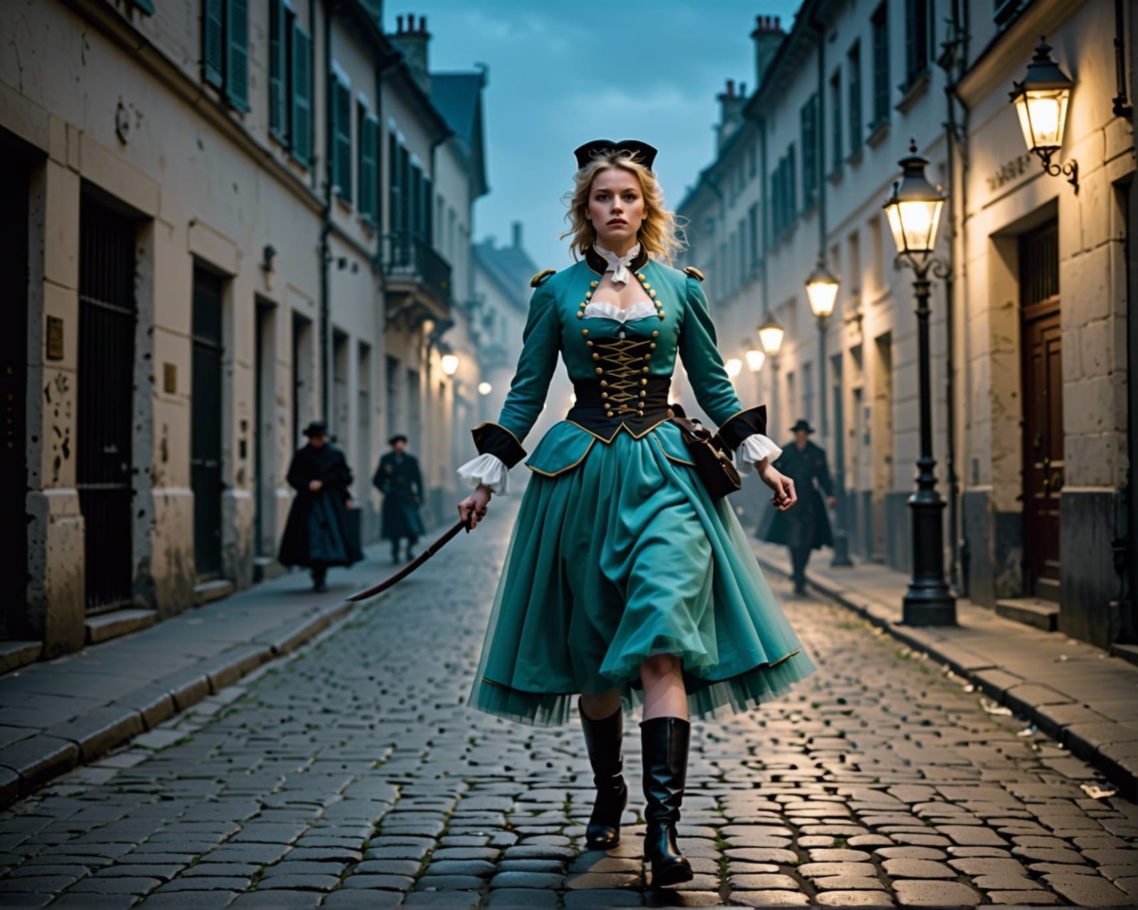 Nighttime Revolutionary: Woman with Lantern in Fog