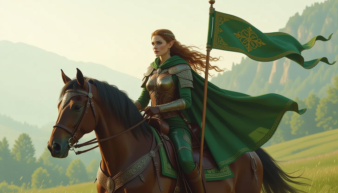 Elf Warrior on Horseback in Photorealistic Style