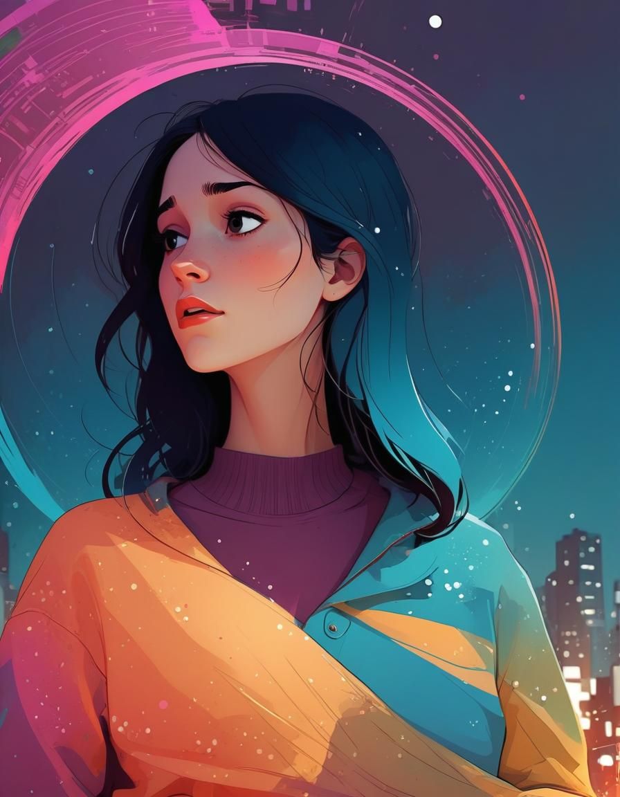 Colourful Abstract Cartoon in Cel-Shaded Style