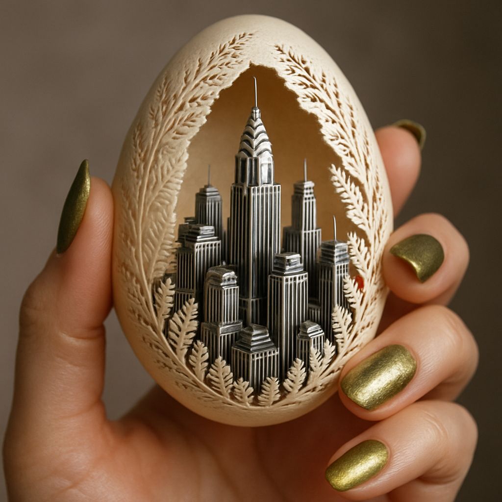 Miniature Art Deco City Inside Fractal Egg