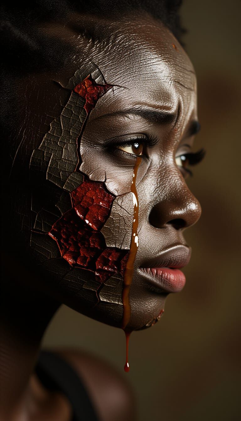 Hyperdetailed Zombie Woman Portrait in Somber Close-Up