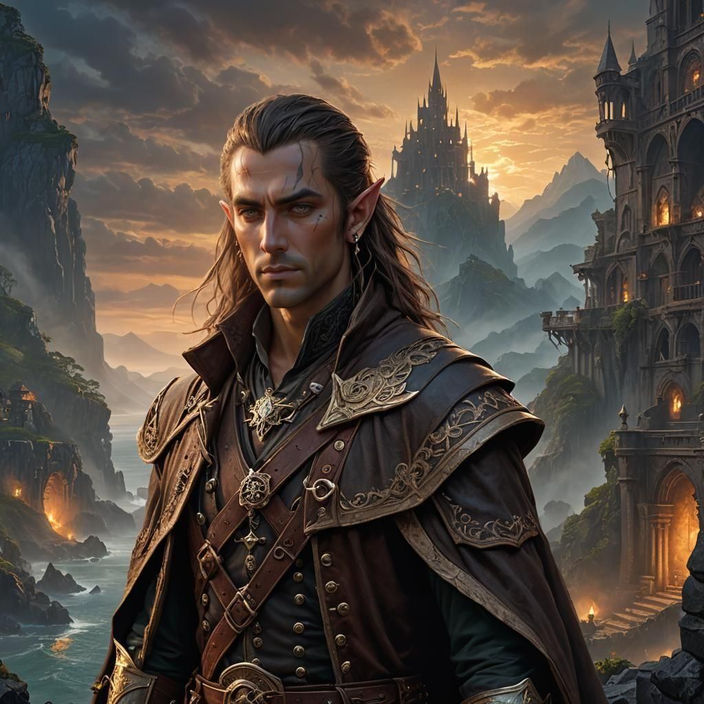 High Elf Pirate Portrait in Detailed Digital Art