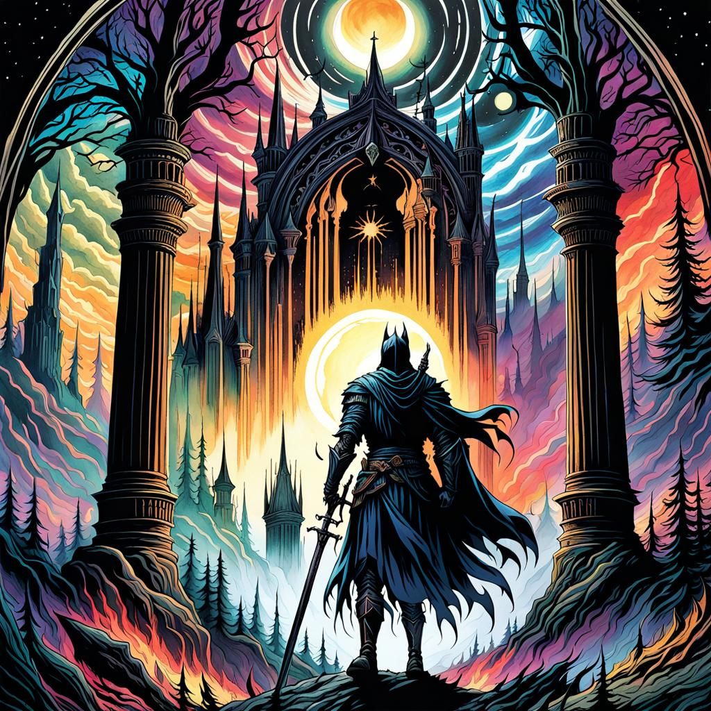 Dark Lord of Shadows in Watercolor Painting