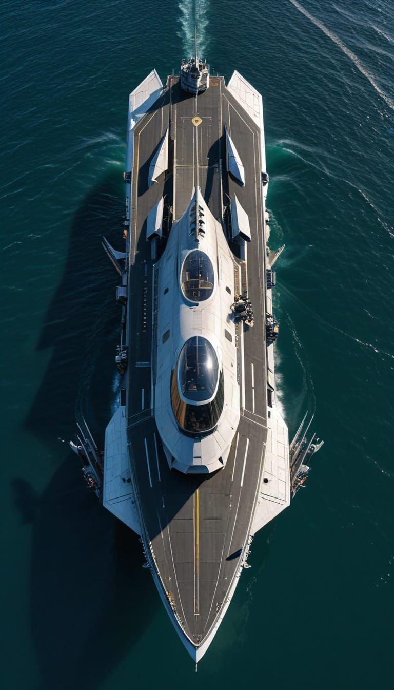 Futuristic US Aircraft Carrier with Trimaran Hull