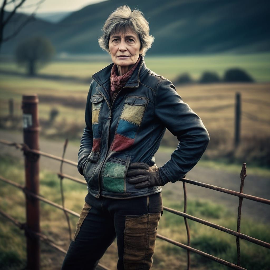 Confident Woman Amidst Decadent Iron Fencing in Cinematic St...