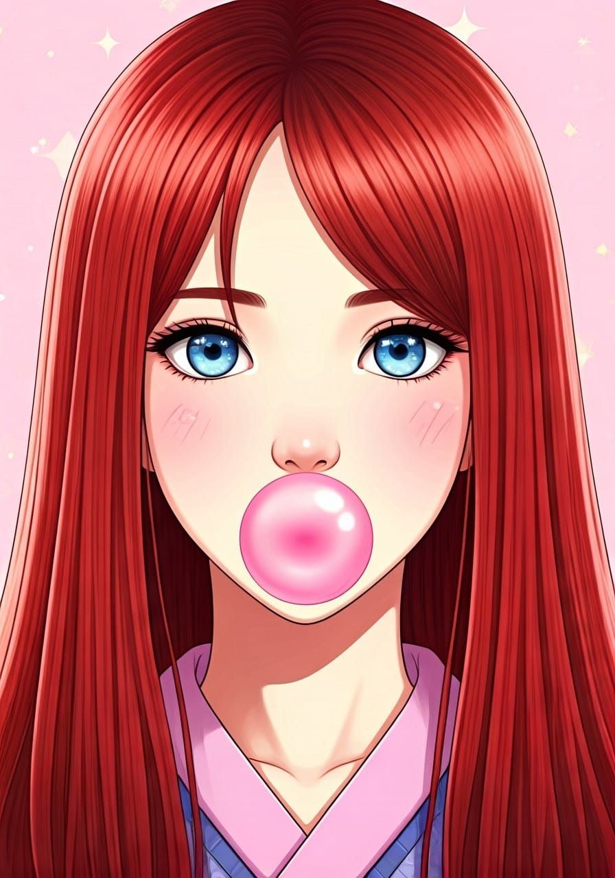 Korean Woman Portrait in Shoujo Anime Style