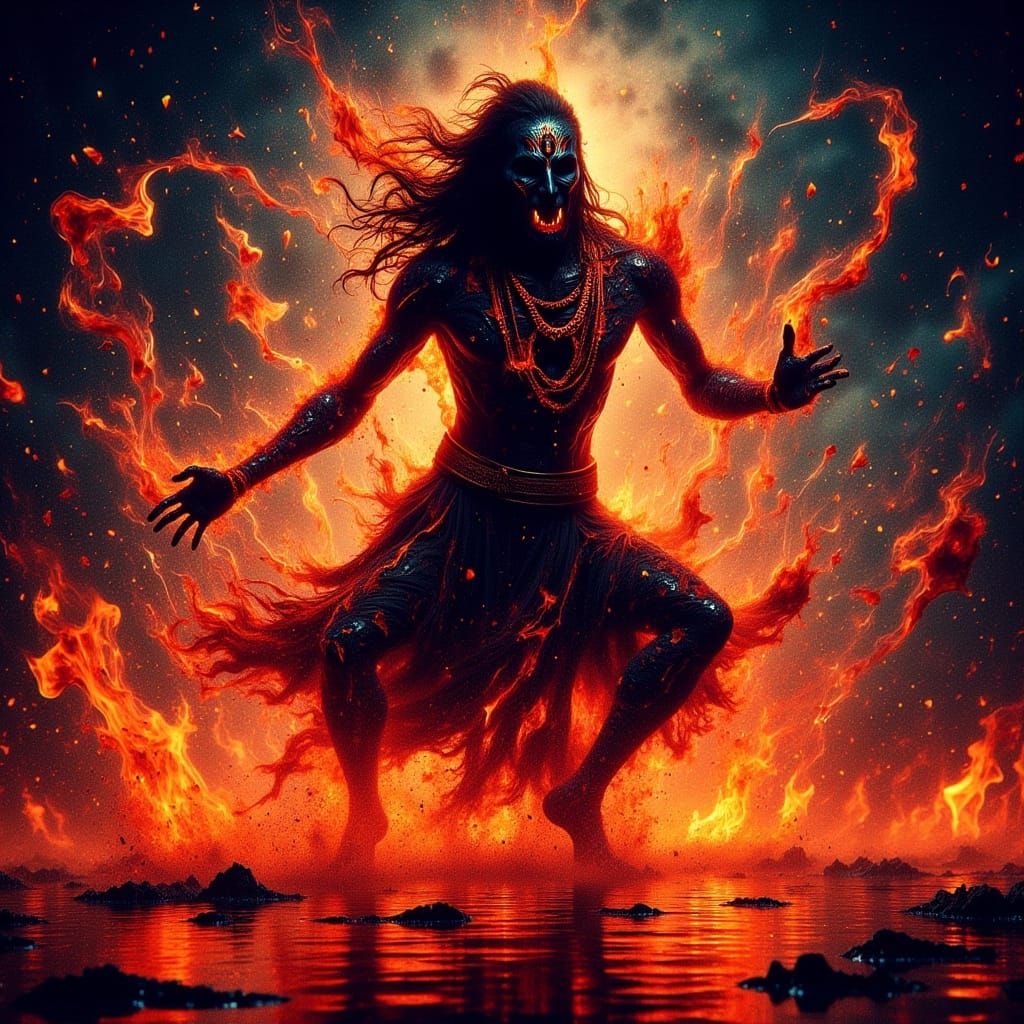 Shiva's Tandava Dance in Fiery Rudra Form