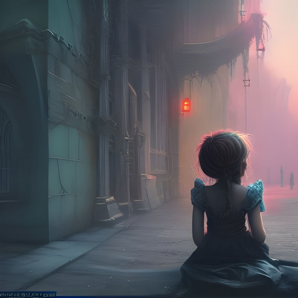 Sad Orphan Girl: Fantasy Concept Art