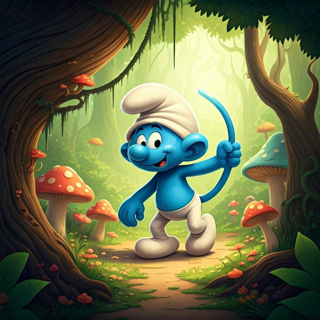 Whimsical Smurf in a Chibi-Inspired Wonderland
