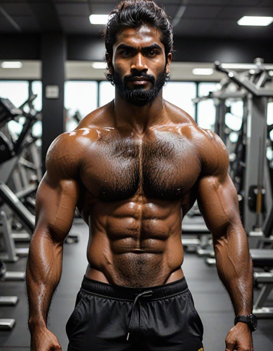 Sri Lankan Male Fitness Model Posing Muscular Body