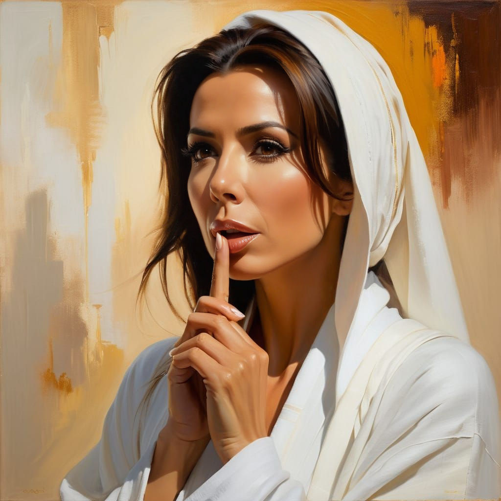 Elegant Oil Portrait of a Woman in a Desolate Landscape