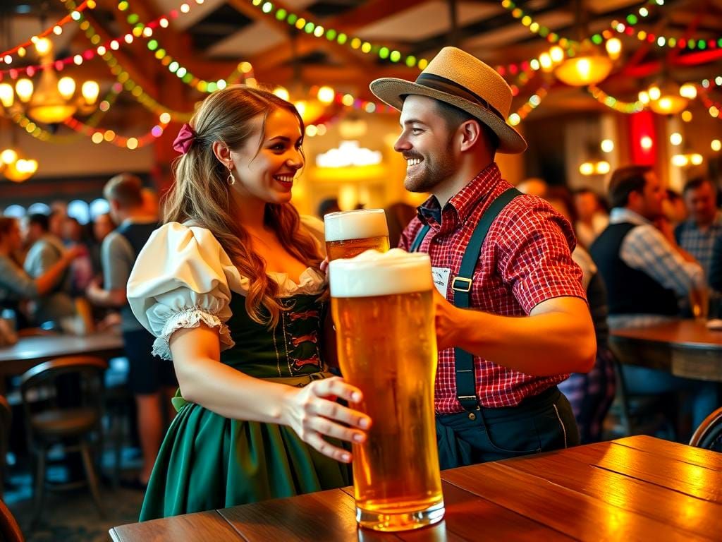 Oktoberfest Couple Dancing in Psychedelic Lighting