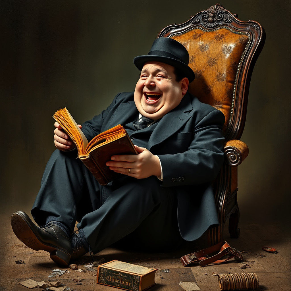 Oliver Hardy's Hilarious Tumble in Old Master Style
