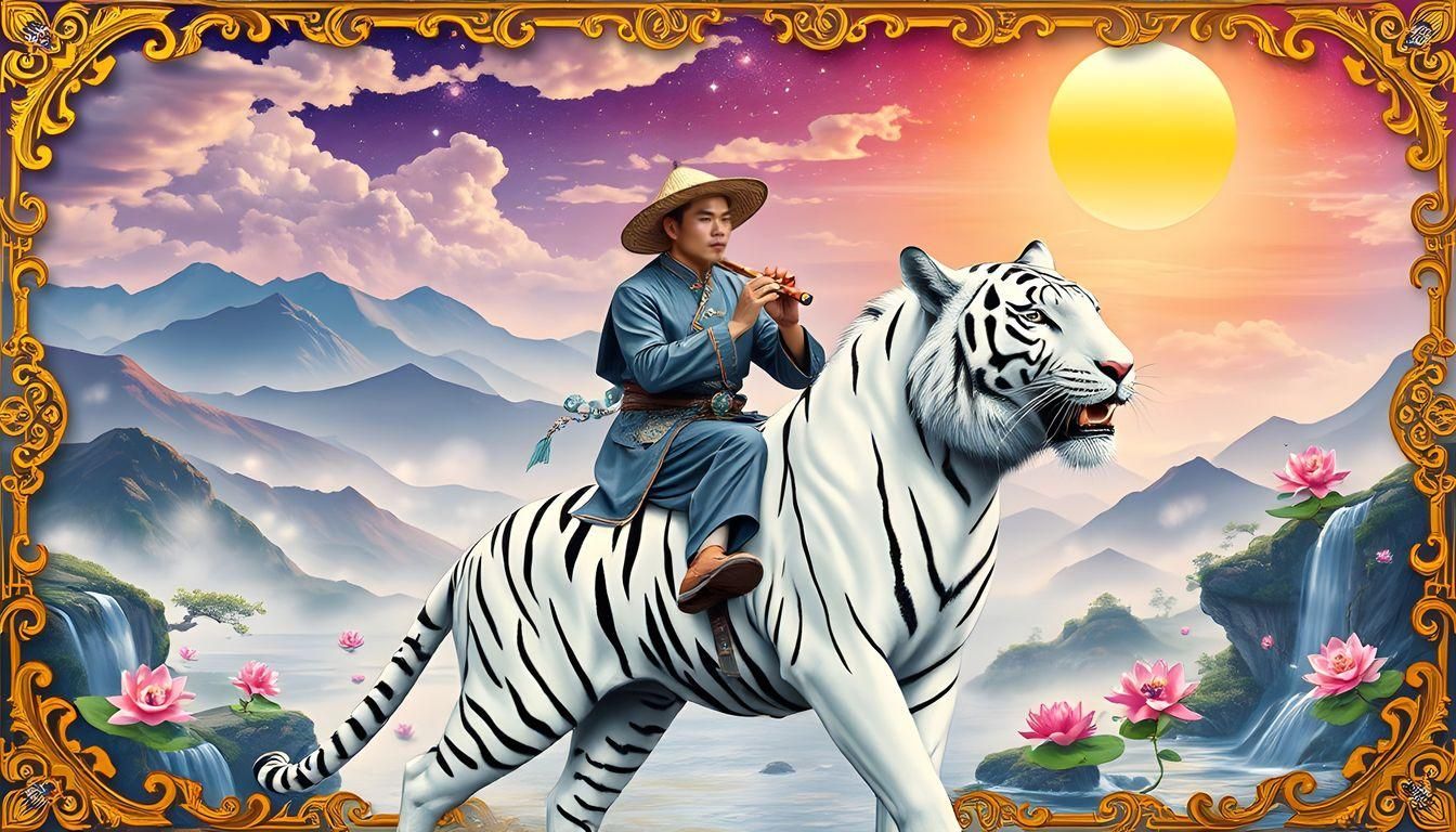 Flute Player On White Tiger