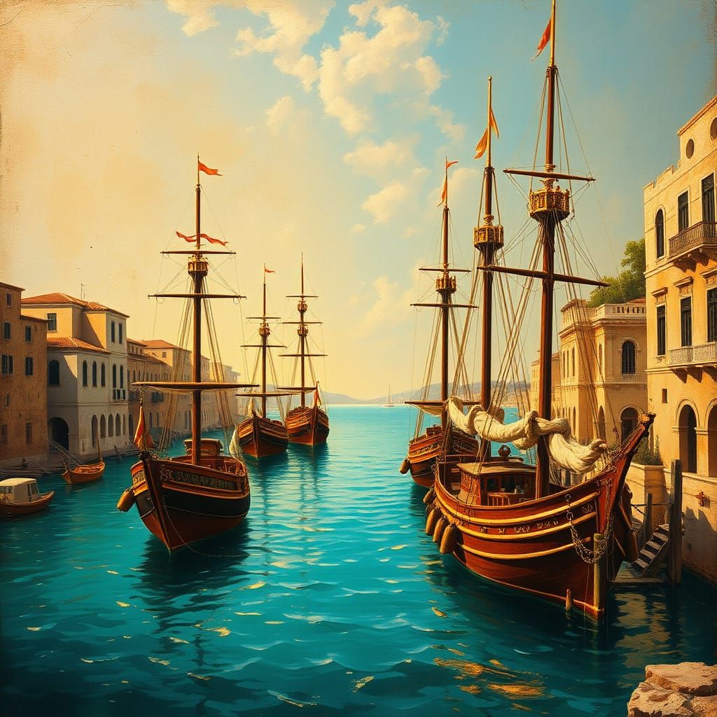 Turquoise Sicilian Port in Golden Renaissance Style
