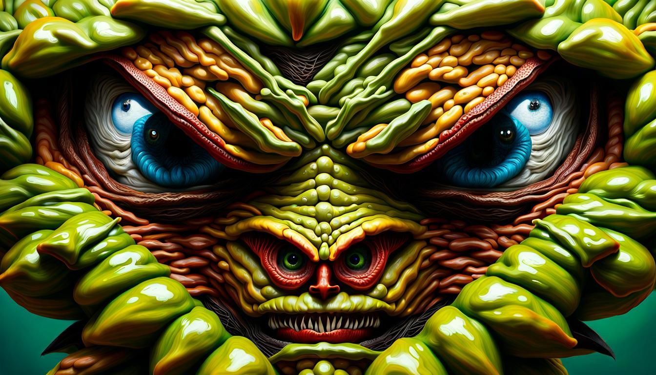 Rotten Mutant Lemon Fruit Monster in Hyperrealism