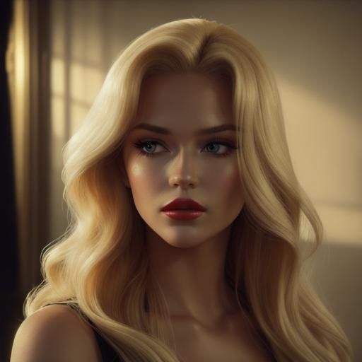 Cinematic Blonde Bombshell in Golden Light