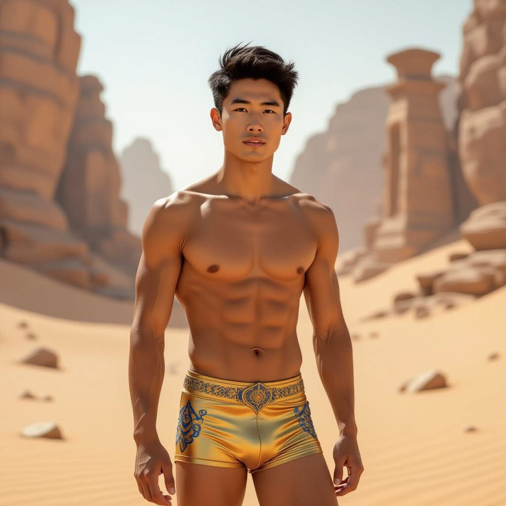 Young Captain Explores Desert Planet