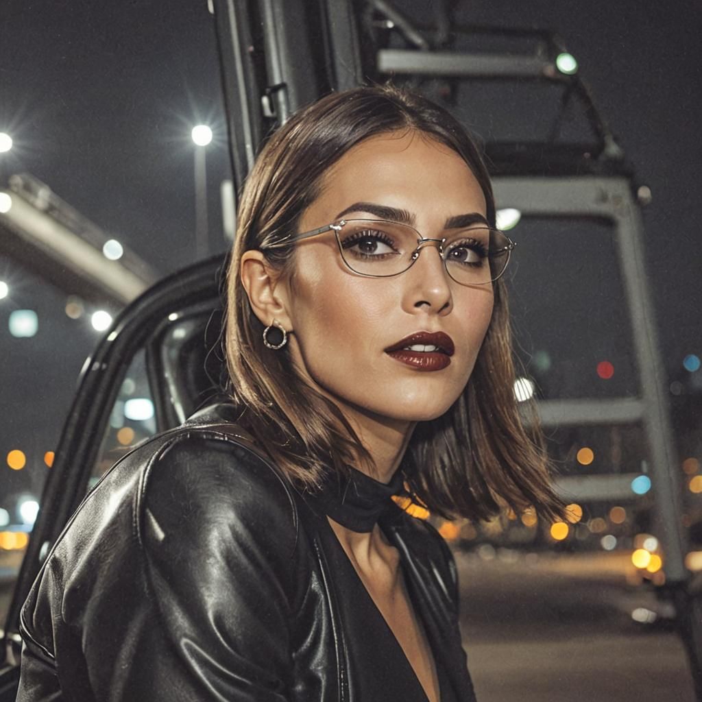 Elegant Woman in Leather, Digital Art