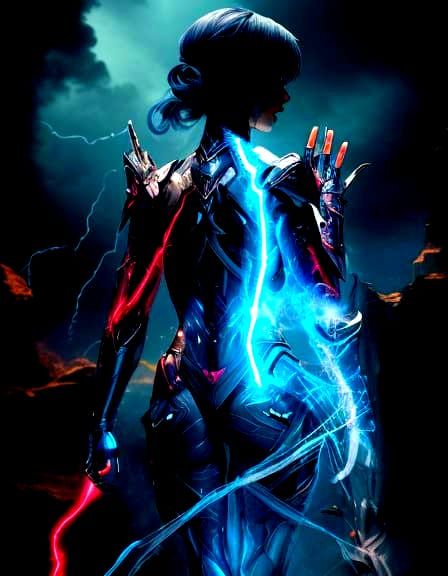 Lightning Sorceress in Futuristic Armor