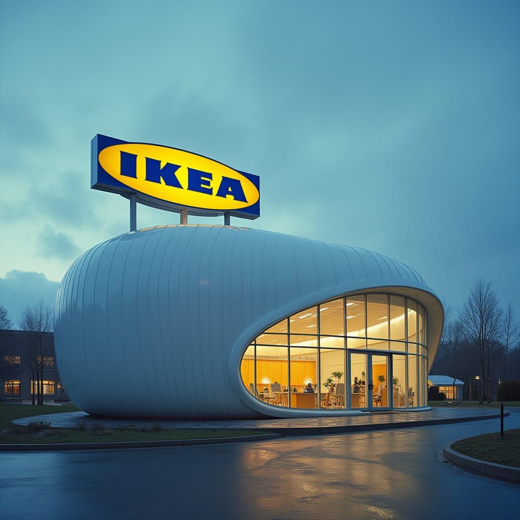 Futuristic Isometric IKEA Store in Capsule Design