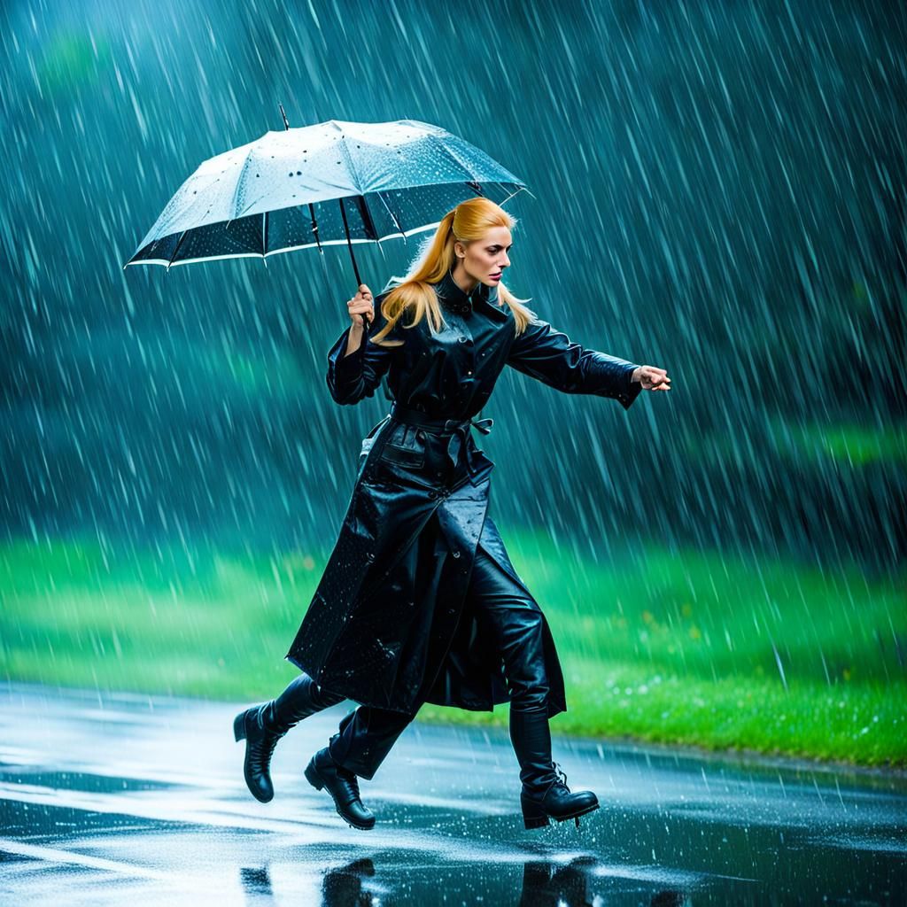 Woman on Burgman Scooter Riding in the Rain