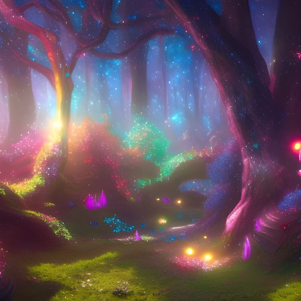 Colorful Fairy Surrounded by Glittering Stars