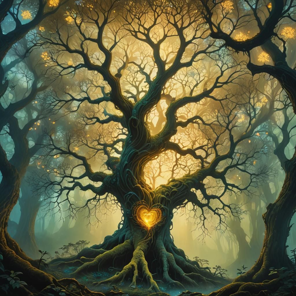 Tree of Life Blooms in Mystical Forest